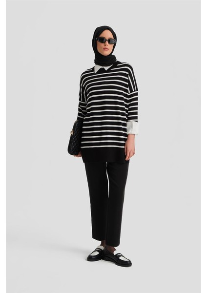 Çizgili Triko Tunik 24Kd2007 Siyah fiyatları