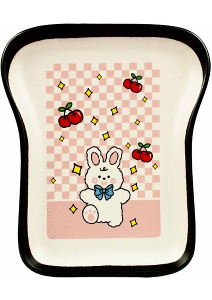 Kawaii Tavşan Tasarım Tost Tabağı - Kahvaltı Sunum Tabağı