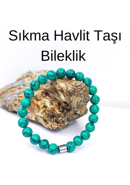 Sıkma Havlit Taşı Bileklik Aksesuar Hediyelik Bileklik-Yeşil
