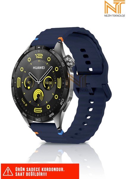 Huawei Watch Gt2 / Gt2 Pro / Gt3 / Gt3 Pro / Gt4 / Gt5 / Gt5 Pro / Gt6 / Gt6 Pro 46mm Uyumlu Wave Silikon Kordon 22mm