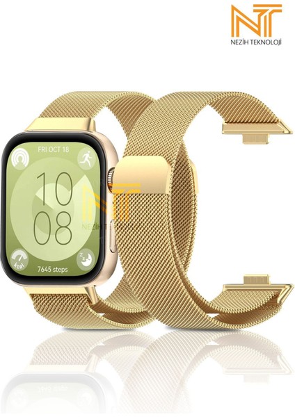 Huawei Watch Fit 3 / Fit 4 / Fit 4 Pro Uyumlu Milano Hasır Örgü Metal Magnet Pratik Kordon