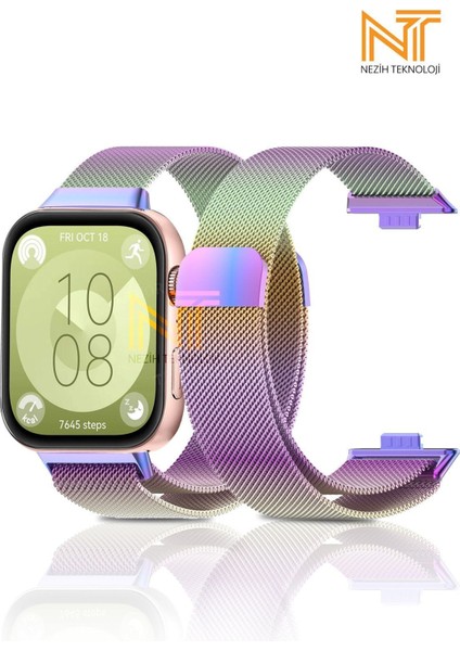 Huawei Watch Fit 3 / Fit 4 / Fit 4 Pro Uyumlu Milano Hasır Örgü Metal Magnet Pratik Kordon