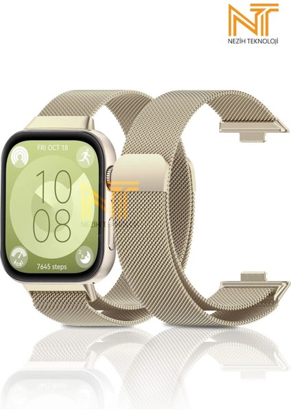 Huawei Watch Fit 3 / Fit 4 / Fit 4 Pro Uyumlu Milano Hasır Örgü Metal Magnet Pratik Kordon