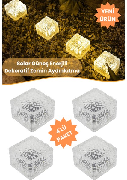 (4ADET) Güneş Enerjili Premium LED Dekoratif Zemin Bahçe Aydınlatma Solar Peyzaj Kaliteli