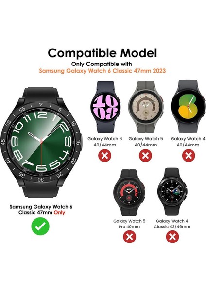 Samsung Galaxy Watch 6 Classic 47MM Uyumlu 360 Full Koruma Sport Kasa ve Ekran Koruyucu modelleri