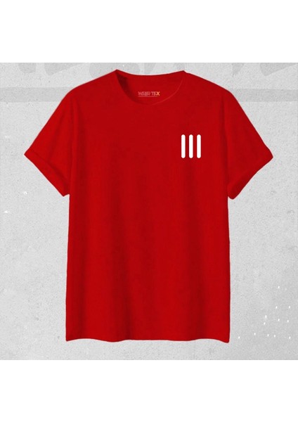 Unisex Üç Çizgi Baskılı Yeni Sezon Pamuklu Oversize Tshirt