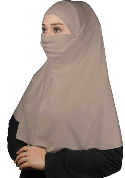 Hazır Türban Peçeli Pratik Eşarp Tesettür Nikaplı Hijab - Namaz Örtüsü Sufle (Xl) - Açık Vizon fiyatları