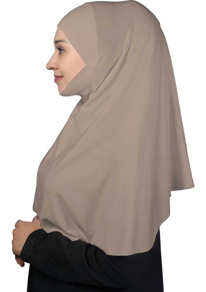 Hazır Türban Peçeli Pratik Eşarp Tesettür Nikaplı Hijab - Namaz Örtüsü Sufle (Xl) - Açık Vizon modelleri