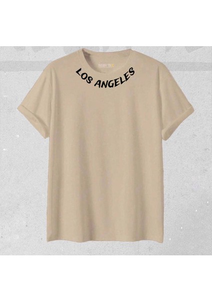 Yeni Sezon Unisex Los Angeles Yaka Baskılı T-Shirt
