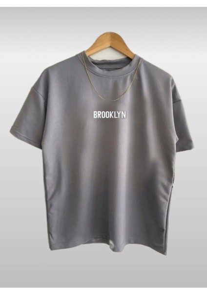Yeni Sezon Brooklyn Baskılı 3’lü Paket Oversize Tshirt Beyaz-Kahve-Gri fırsatları