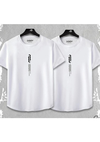 Unisex Dikey Baskılı Oval Kesim 2’li Set Kombin
