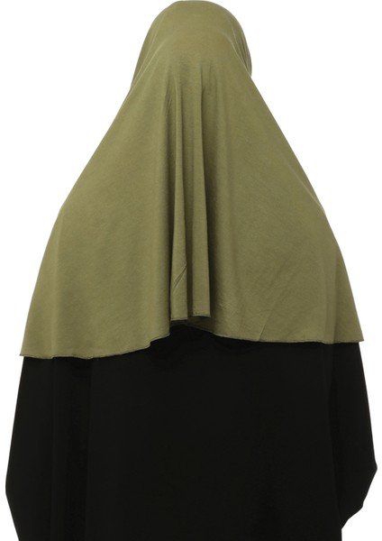 Hazır Türban Peçeli Pratik Eşarp Tesettür Nikaplı Hijab - Namaz Örtüsü Sufle (Xl) - Haki