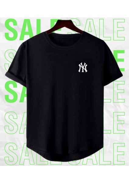 Unisex Siyah-Beyaz Ny Baskılı Oval Kesim 2’li T-Shirt Set