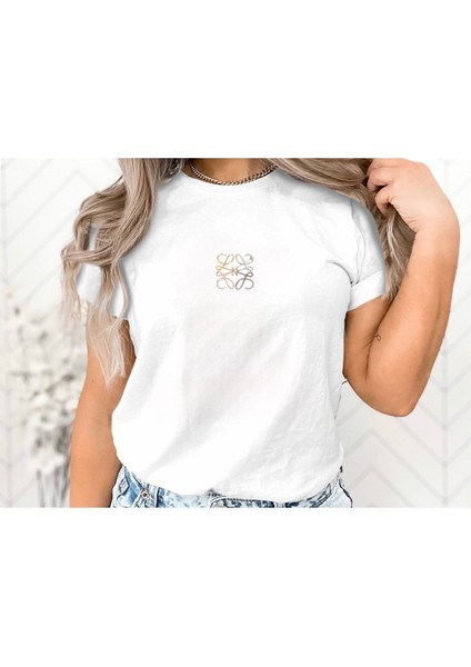 Unisex Loewe Baskılı Oversize Örme Tshirt Yeni Sezon 10 Renk Seçeneği