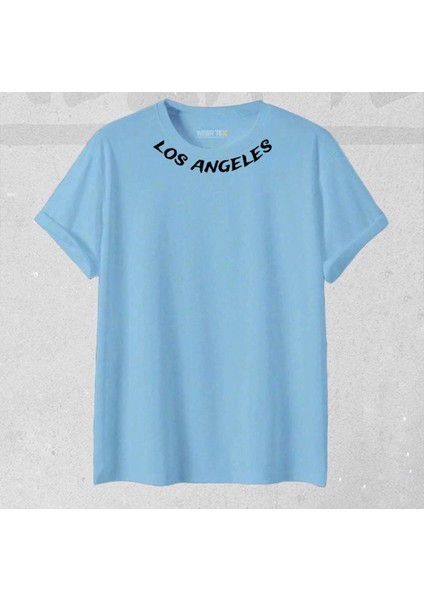 Yeni Sezon Unisex Los Angeles Yaka Baskılı T-Shirt