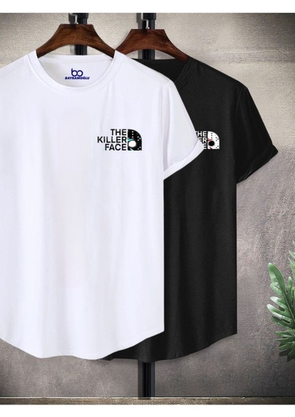 The Kıller Face Baskılı Oval Kesim Slim 2li T-Shirt %100 Müşteri Memnuniyeti