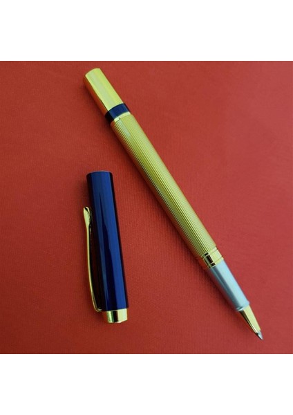 Kutulu Lacivert Gold Tasarım Roller Kalem