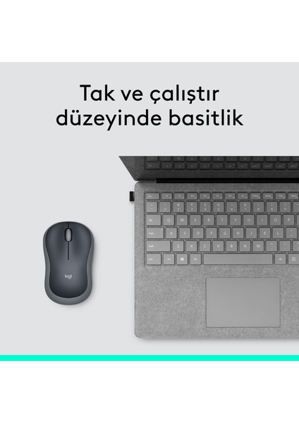 M185 USB Alıcılı Kompakt Kablosuz Mouse - Gri
