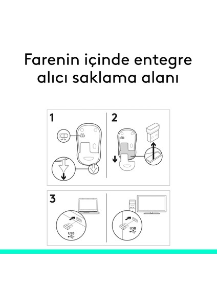 M185 USB Alıcılı Kompakt Kablosuz Mouse - Gri