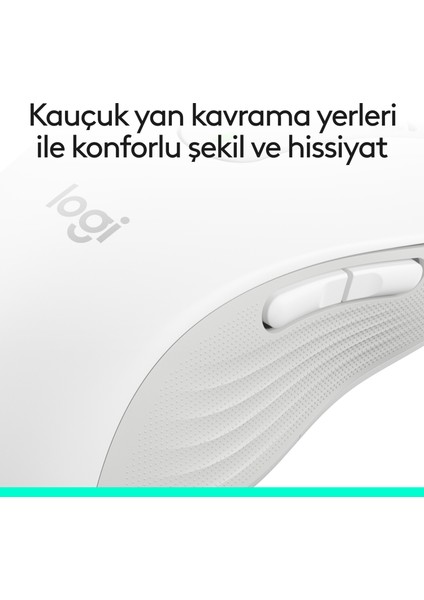 Signature M650 Büyük Boy Sağ El Için Sessiz Kablosuz Mouse - Beyaz