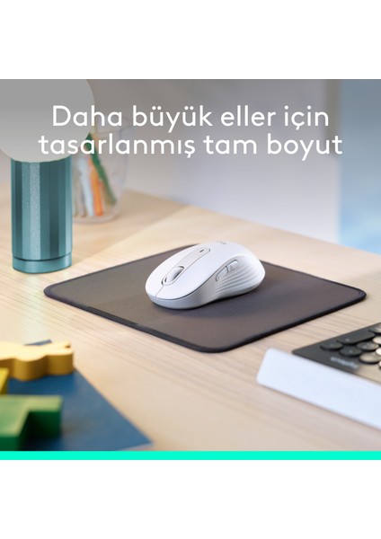 Signature M650 Büyük Boy Sol El Için Sessiz Kablosuz Mouse - Beyaz