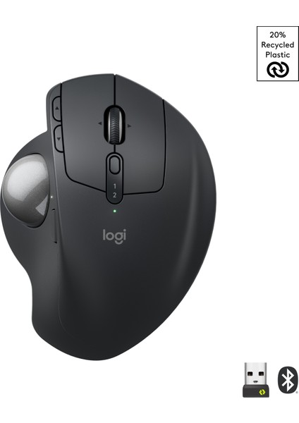 MX Ergo S Gelişmiş Bluetooth Kablosuz Trackball PC / Mac Için Ergonomik Mouse - Siyah