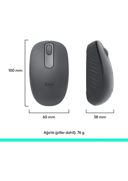 M196 Bluetooth Kablosuz Kompakt Pc ve Mac ile Uyumlu Mouse - Siyah