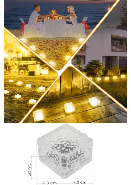 4ADET Solar Premium Kalite Cam Dekoratif Zemin Bahçe Aydınlatma Güneş Enerjili indirimleri