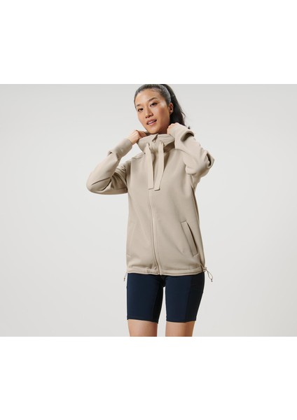 Kapüşonlu Sweat Ceket, Bej
