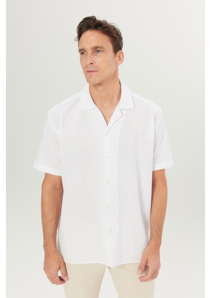 Pamuklu Keten Oversize Fit Bol Kesim Hawai Yaka Gömlek modelleri
