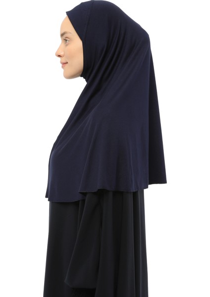 Hazır Türban Peçeli Pratik Eşarp Tesettür Nikaplı Hijab - Namaz Örtüsü Sufle (Xl) - Lacivert