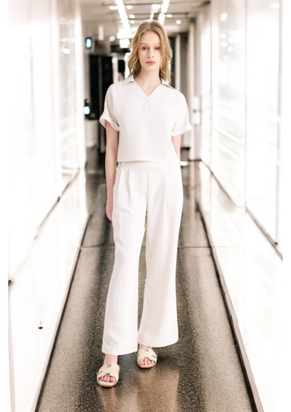 Yazlık V Yaka Şık Keten Takım modelleri