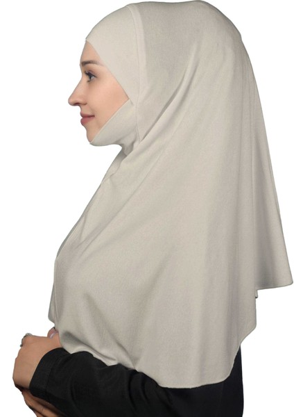 Hazır Türban Peçeli Pratik Eşarp Tesettür Nikaplı Hijab - Namaz Örtüsü Sufle (Xl) - Koyu Krem