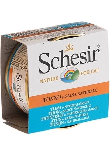 Schesir Broth Naturel Sauce Çipura ve Ton Balıklı Yetişkin Konserve Kedi Maması 70 gr