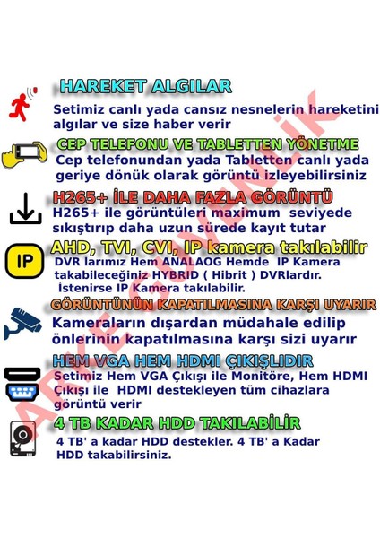 3 Kameralı Insan Araç Yüz Algılayan 6 Süper KING Ledli Güvenlik Kamera Seti
