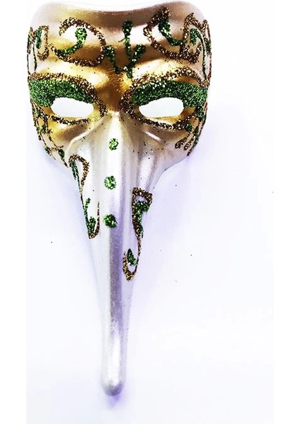 Yeşil Renk Işlemeli Seramik Malzemeden Imal Venedik Uzun Maske Magnet - 1OL2950-6131