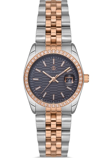 Davıd Guner Rose Beyaz Kaplamalı Gri Kadranlı Kadın Kol Saati DG-8383LA-E9