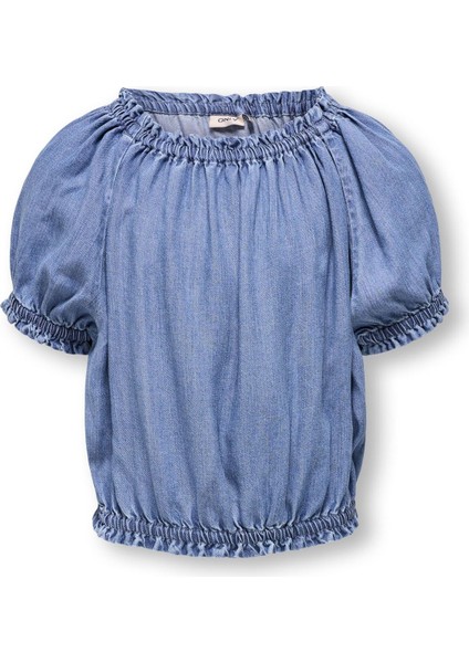 Kız Çocuk Denim Renk Crop Gömlek