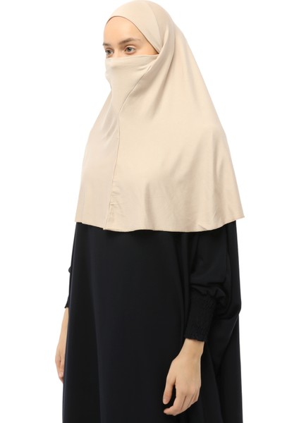 Hazır Türban Peçeli Pratik Eşarp Tesettür Nikaplı Hijab - Namaz Örtüsü Sufle (Xl) -Kum Beji modelleri