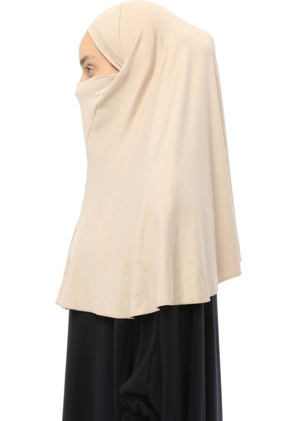 Hazır Türban Peçeli Pratik Eşarp Tesettür Nikaplı Hijab - Namaz Örtüsü Sufle (Xl) -Kum Beji fırsatları