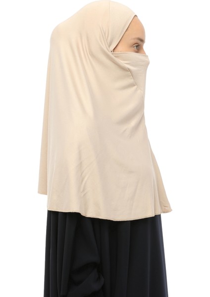 Hazır Türban Peçeli Pratik Eşarp Tesettür Nikaplı Hijab - Namaz Örtüsü Sufle (Xl) -Kum Beji indirimleri