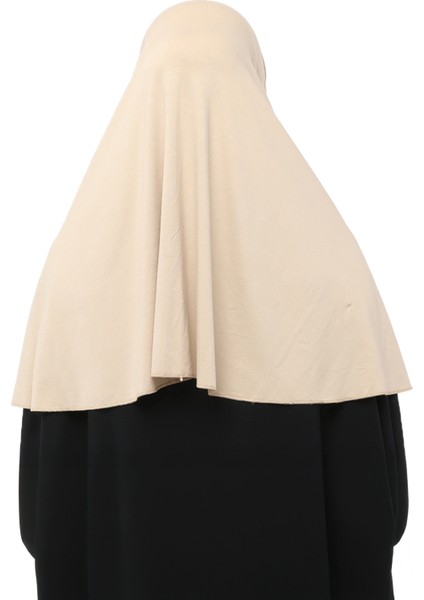 Hazır Türban Peçeli Pratik Eşarp Tesettür Nikaplı Hijab - Namaz Örtüsü Sufle (Xl) -Kum Beji