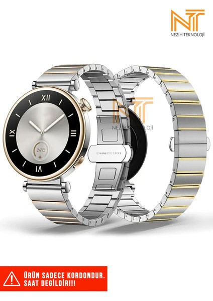 Huawei Watch Gt4 / Gt5 41mm / Gt5 Pro 42mm Uyumlu One Click Çelik Kordon (18 Mm)