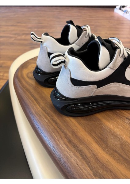 1098 Beyaz Siyah - Siyah Taban Hakiki Deri Erkek Sneakers modelleri