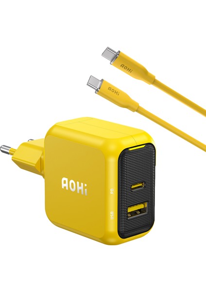 Magcube 67W 2 Portlu Şarj Adaptörü, 140W 1m Pd 3.1 480MBPS Süper Hızlı Şarj/data Kablosu Seti