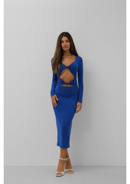 Fh Fashionhere Düğüm Detaylı Midi Boy Elbise