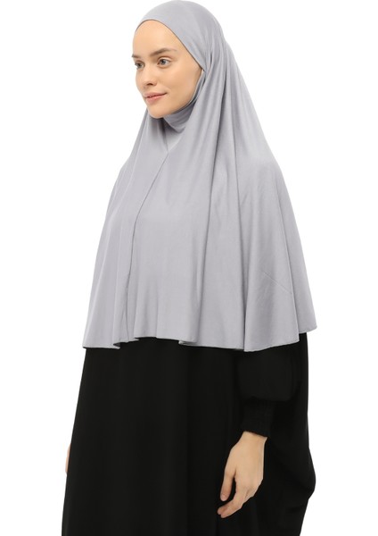 Al-Tobeh Hazır Türban Peçeli Pratik Eşarp Tesettür Nikaplı Hijab - Namaz Örtüsü Sufle (Xl) - Gri