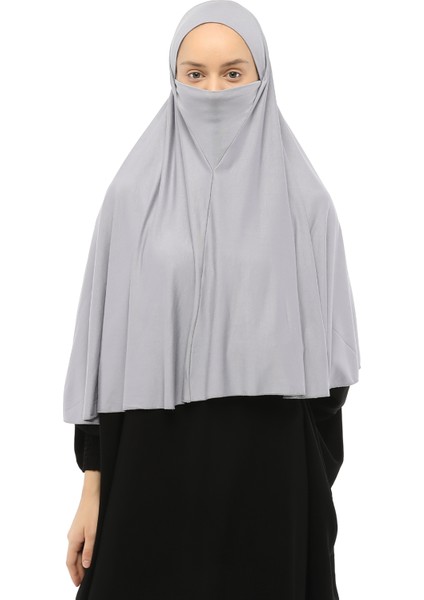 Al-Tobeh Hazır Türban Peçeli Pratik Eşarp Tesettür Nikaplı Hijab - Namaz Örtüsü Sufle (Xl) - Gri fiyatları