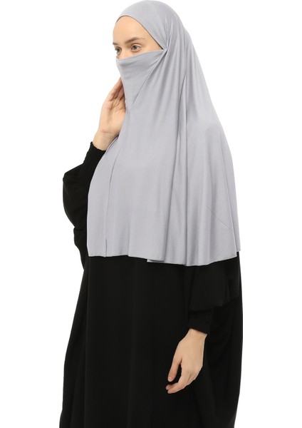 Al-Tobeh Hazır Türban Peçeli Pratik Eşarp Tesettür Nikaplı Hijab - Namaz Örtüsü Sufle (Xl) - Gri modelleri