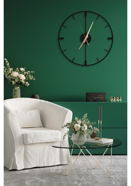 Dekoratif Siyah Metal Duvar Saati 60X60CM [2337-60x60] fırsatları